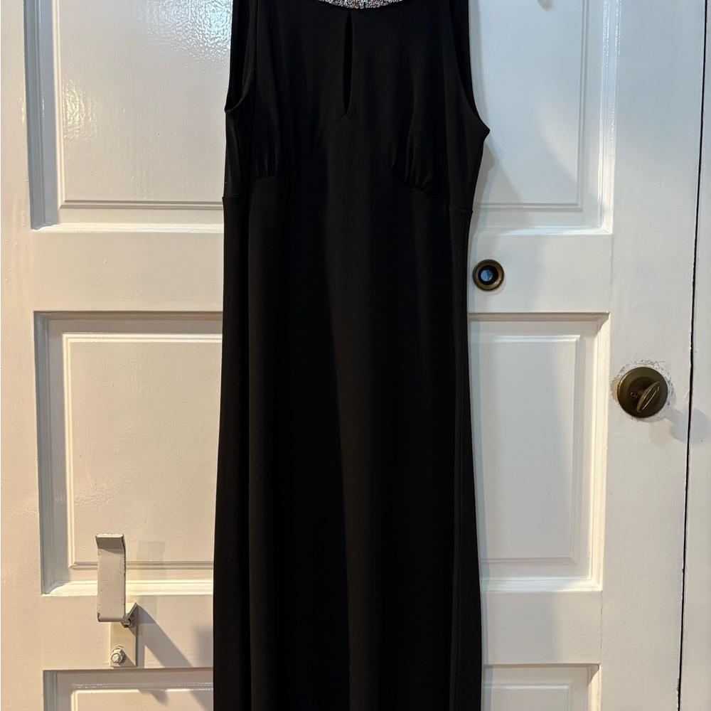 Alfani Black Maxi Dress with Embellished Neckline